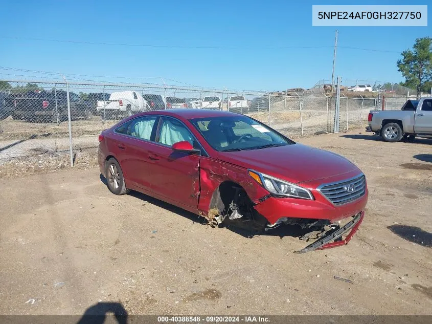 2016 Hyundai Sonata Se VIN: 5NPE24AF0GH327750 Lot: 40388548