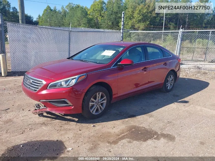 2016 Hyundai Sonata Se VIN: 5NPE24AF0GH327750 Lot: 40388548