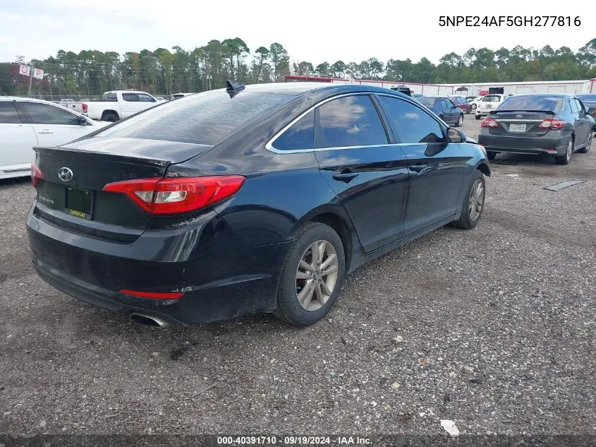 2016 Hyundai Sonata Se VIN: 5NPE24AF5GH277816 Lot: 40391710