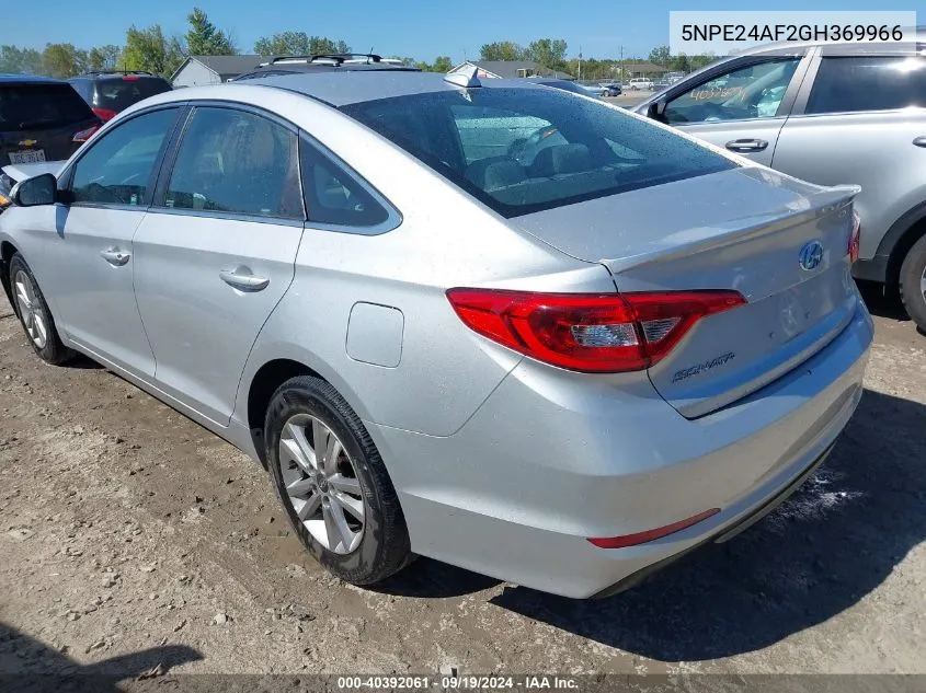 2016 Hyundai Sonata Se VIN: 5NPE24AF2GH369966 Lot: 40392061