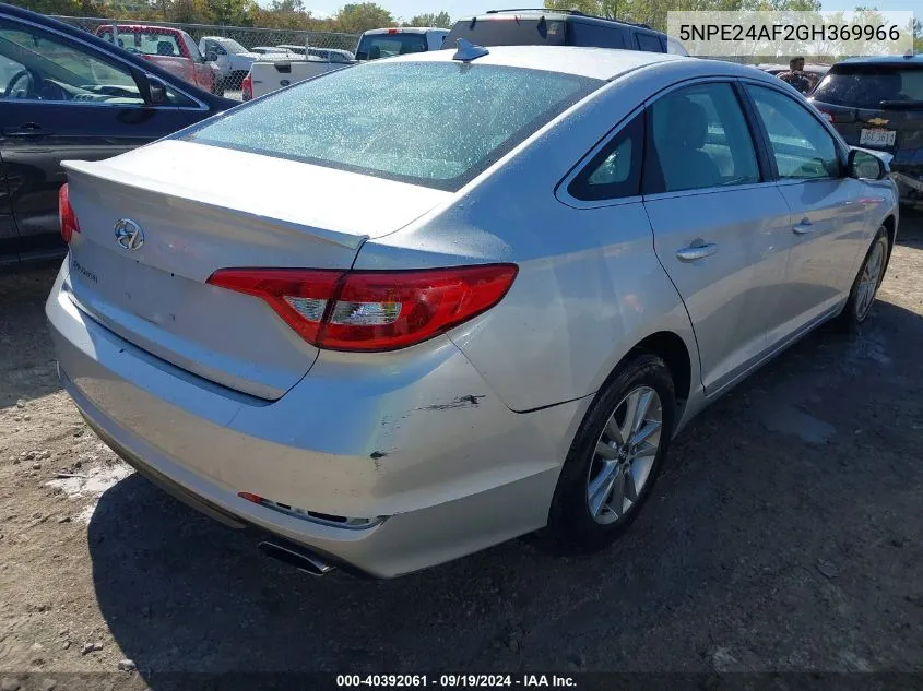 2016 Hyundai Sonata Se VIN: 5NPE24AF2GH369966 Lot: 40392061