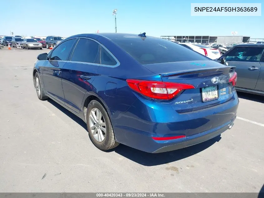 2016 Hyundai Sonata Se VIN: 5NPE24AF5GH363689 Lot: 40420343