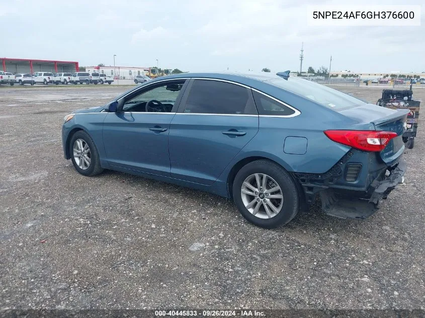 2016 Hyundai Sonata Se VIN: 5NPE24AF6GH376600 Lot: 40445833