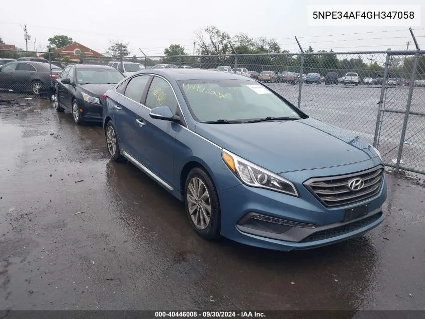 2016 Hyundai Sonata Sport VIN: 5NPE34AF4GH347058 Lot: 40446008