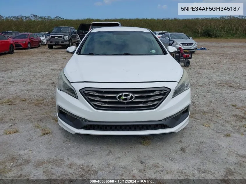 2016 Hyundai Sonata Sport/Limited VIN: 5NPE34AF5GH345187 Lot: 40536568