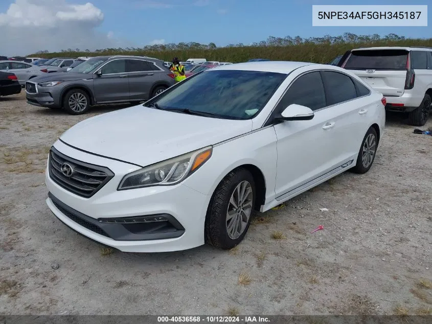 2016 Hyundai Sonata Sport/Limited VIN: 5NPE34AF5GH345187 Lot: 40536568