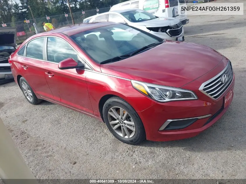 2016 Hyundai Sonata Se VIN: 5NPE24AF0GH261359 Lot: 40541389