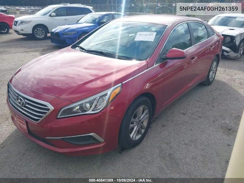 2016 Hyundai Sonata Se VIN: 5NPE24AF0GH261359 Lot: 40541389