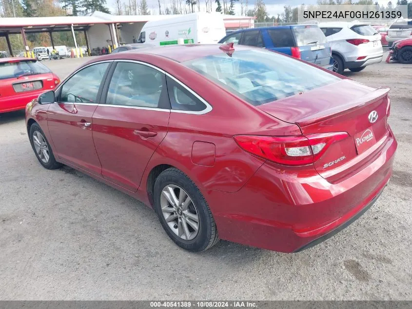 2016 Hyundai Sonata Se VIN: 5NPE24AF0GH261359 Lot: 40541389