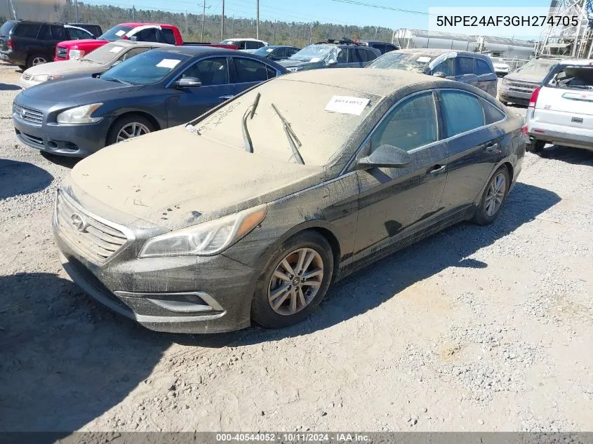 2016 Hyundai Sonata Se VIN: 5NPE24AF3GH274705 Lot: 40544052