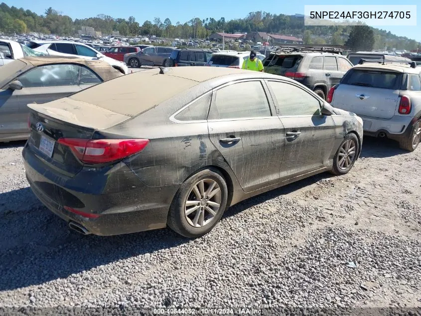 2016 Hyundai Sonata Se VIN: 5NPE24AF3GH274705 Lot: 40544052