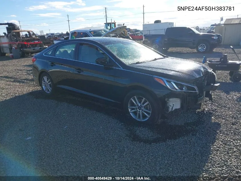 2016 Hyundai Sonata Se VIN: 5NPE24AF5GH383781 Lot: 40549429