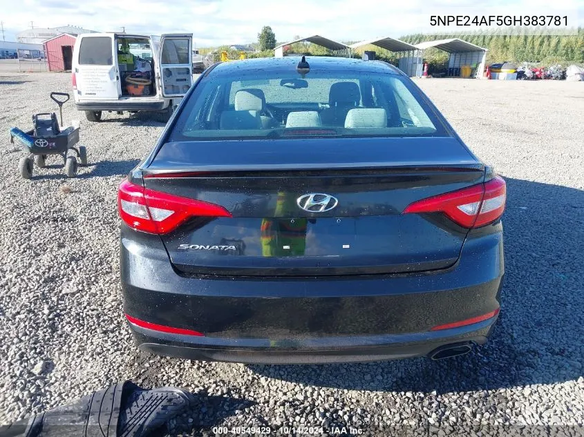 2016 Hyundai Sonata Se VIN: 5NPE24AF5GH383781 Lot: 40549429