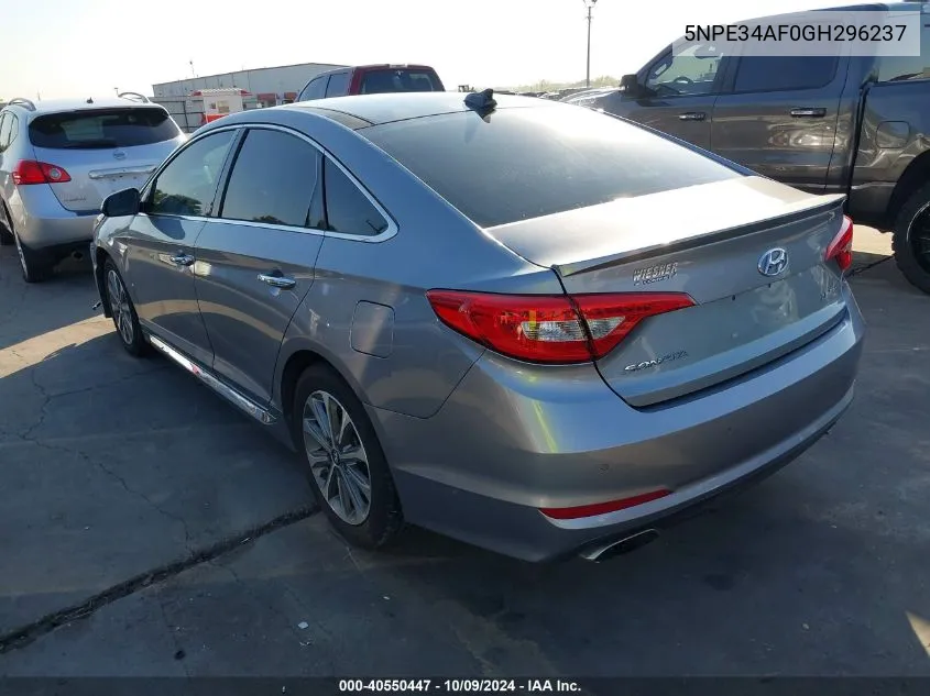 2016 Hyundai Sonata Limited VIN: 5NPE34AF0GH296237 Lot: 40550447