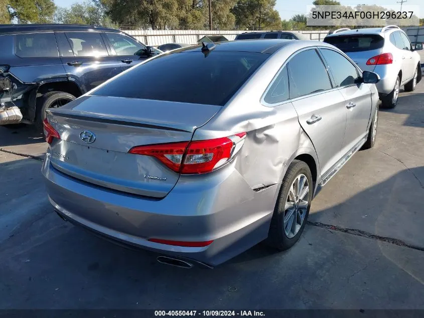 2016 Hyundai Sonata Limited VIN: 5NPE34AF0GH296237 Lot: 40550447