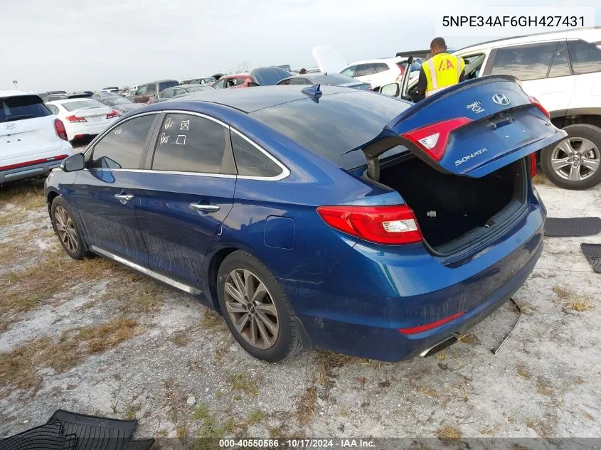 2016 Hyundai Sonata Sport/Limited VIN: 5NPE34AF6GH427431 Lot: 40550586