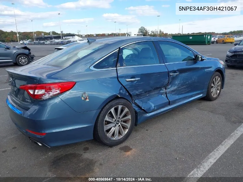 2016 Hyundai Sonata Sport VIN: 5NPE34AF3GH421067 Lot: 40569647