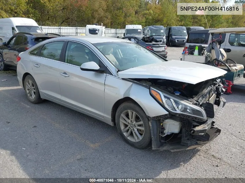 2016 Hyundai Sonata Se VIN: 5NPE24AF0GH416816 Lot: 40571046