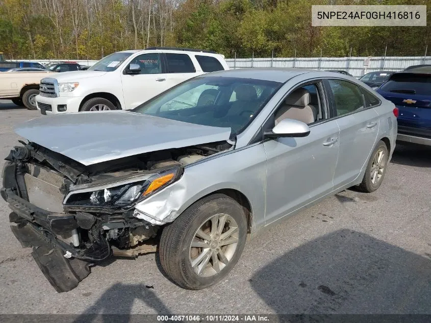 2016 Hyundai Sonata Se VIN: 5NPE24AF0GH416816 Lot: 40571046