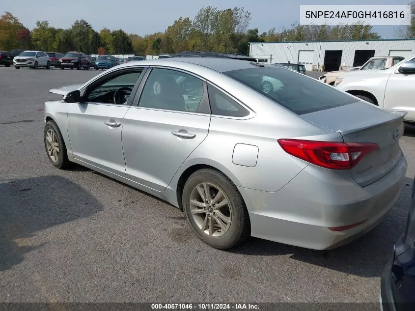 2016 Hyundai Sonata Se VIN: 5NPE24AF0GH416816 Lot: 40571046