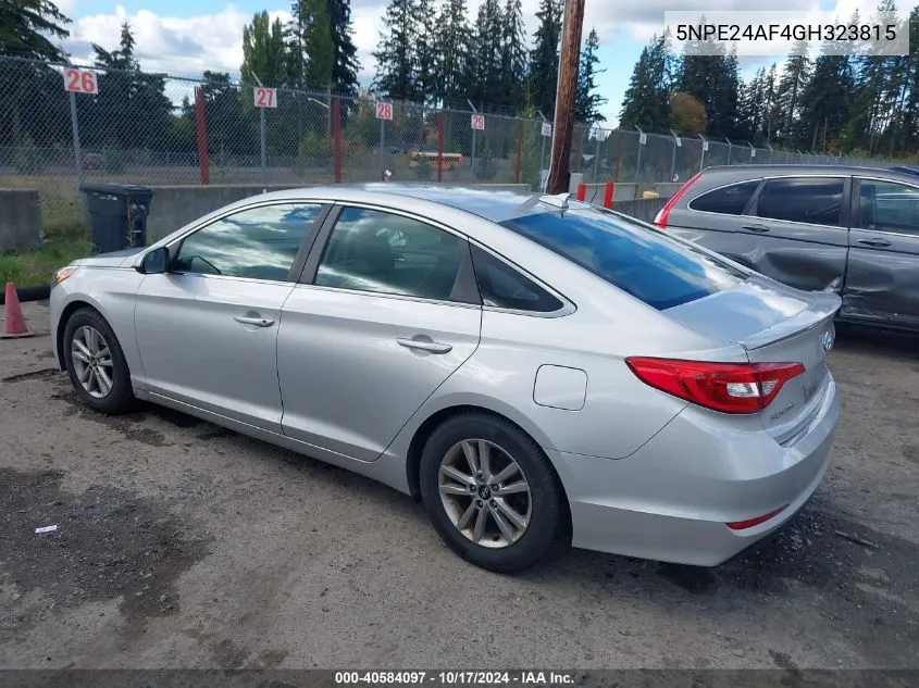 2016 Hyundai Sonata Se VIN: 5NPE24AF4GH323815 Lot: 40584097