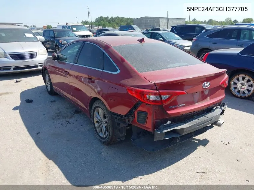 2016 Hyundai Sonata Se VIN: 5NPE24AF3GH377705 Lot: 40598919