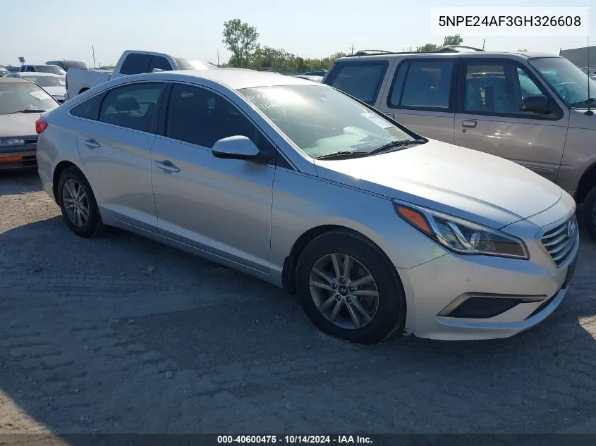 2016 Hyundai Sonata Se VIN: 5NPE24AF3GH326608 Lot: 40600475