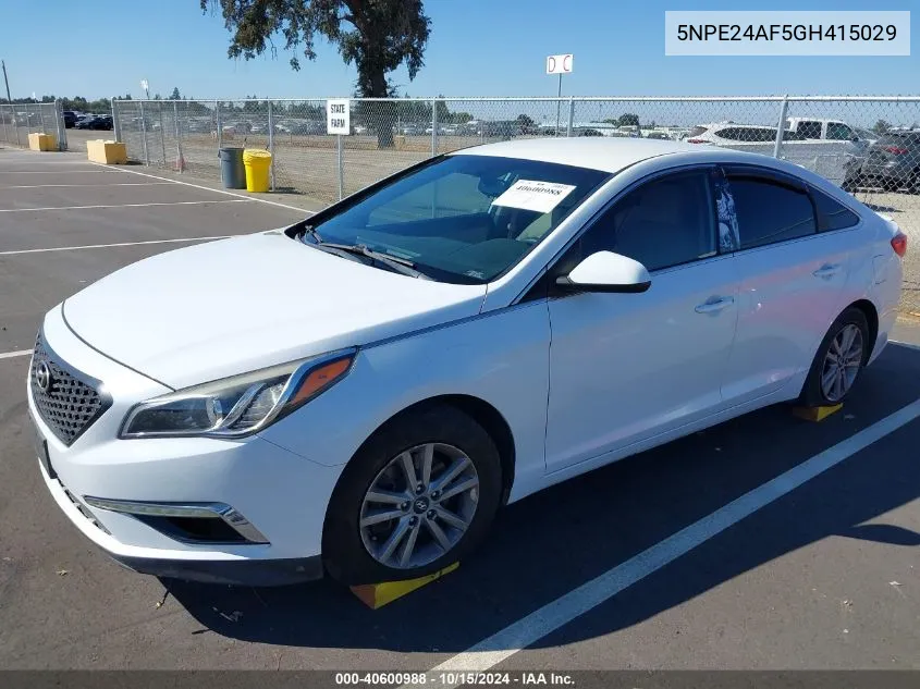 2016 Hyundai Sonata Se VIN: 5NPE24AF5GH415029 Lot: 40600988