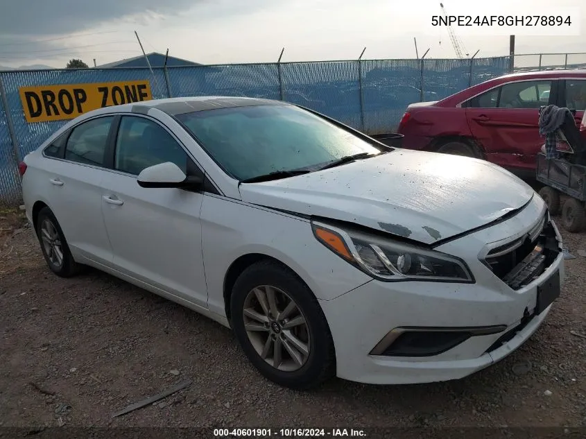 2016 Hyundai Sonata Se VIN: 5NPE24AF8GH278894 Lot: 40601901