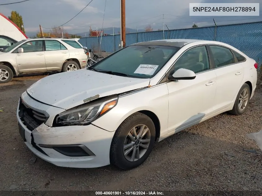 2016 Hyundai Sonata Se VIN: 5NPE24AF8GH278894 Lot: 40601901