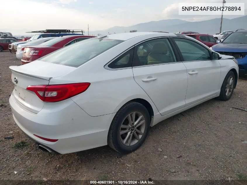 2016 Hyundai Sonata Se VIN: 5NPE24AF8GH278894 Lot: 40601901