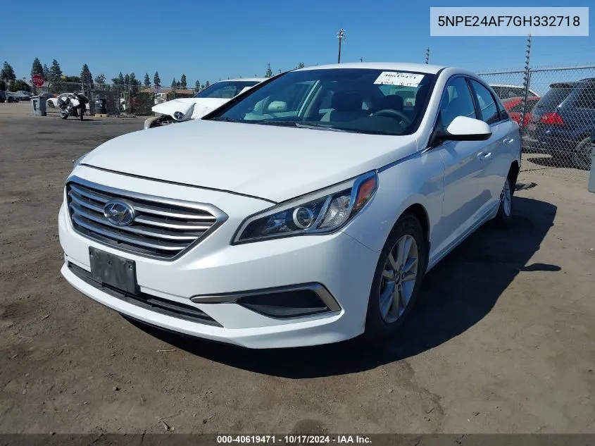 2016 Hyundai Sonata Se VIN: 5NPE24AF7GH332718 Lot: 40619471