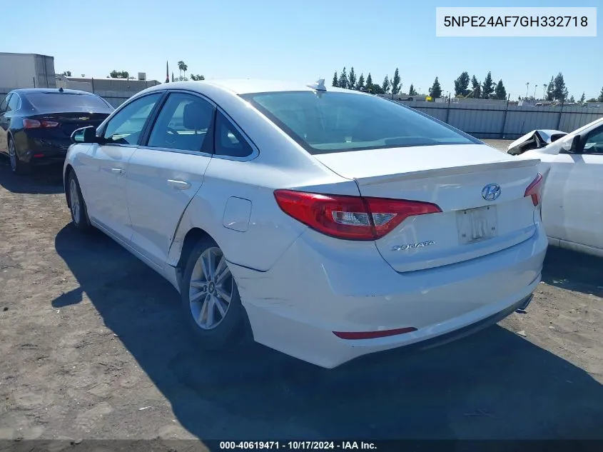 2016 Hyundai Sonata Se VIN: 5NPE24AF7GH332718 Lot: 40619471