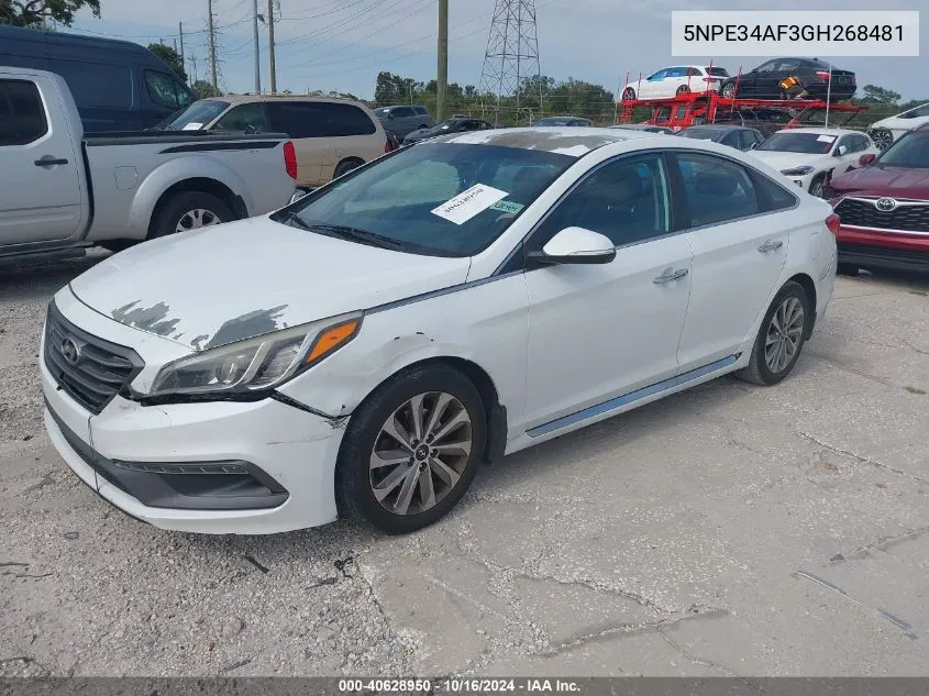 2016 Hyundai Sonata Sport VIN: 5NPE34AF3GH268481 Lot: 40628950