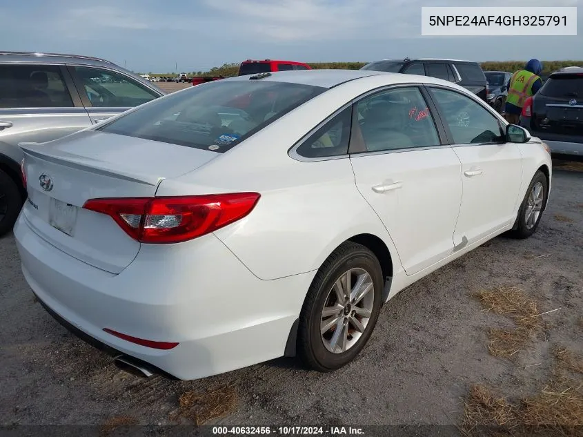 2016 Hyundai Sonata Se VIN: 5NPE24AF4GH325791 Lot: 40632456