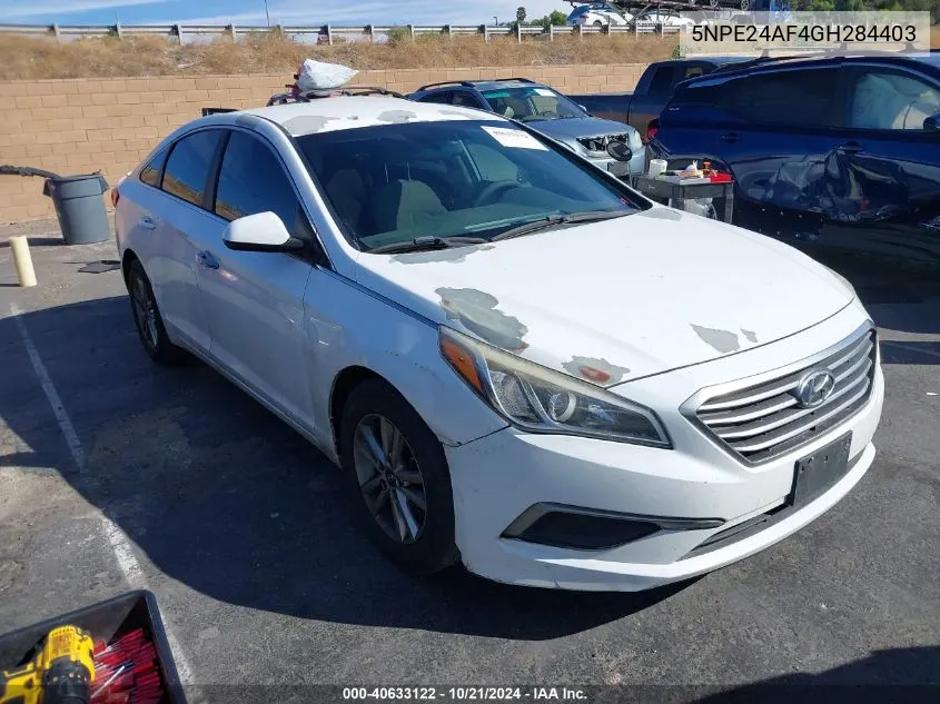 2016 Hyundai Sonata Se VIN: 5NPE24AF4GH284403 Lot: 40633122