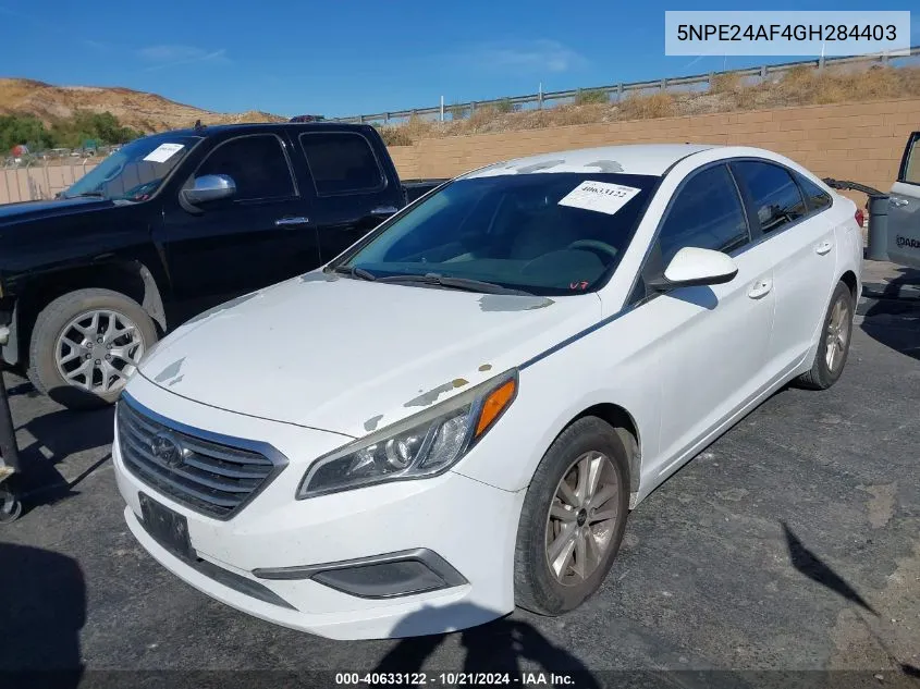 2016 Hyundai Sonata Se VIN: 5NPE24AF4GH284403 Lot: 40633122