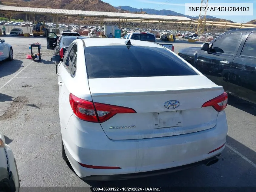 2016 Hyundai Sonata Se VIN: 5NPE24AF4GH284403 Lot: 40633122