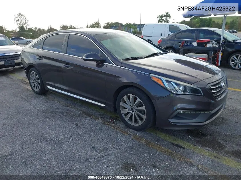 2016 Hyundai Sonata Sport VIN: 5NPE34AF2GH425322 Lot: 40649870