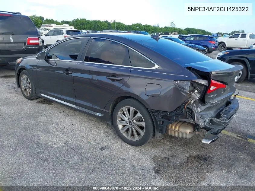 5NPE34AF2GH425322 2016 Hyundai Sonata Sport