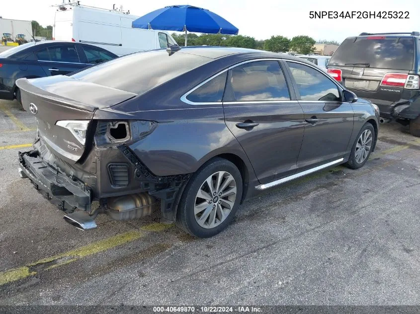 5NPE34AF2GH425322 2016 Hyundai Sonata Sport