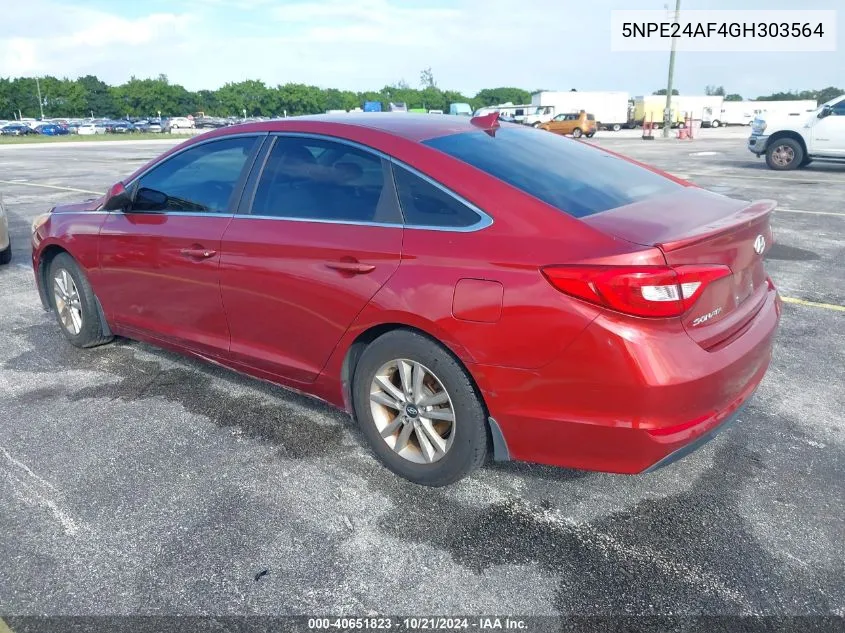 2016 Hyundai Sonata Se VIN: 5NPE24AF4GH303564 Lot: 40651823