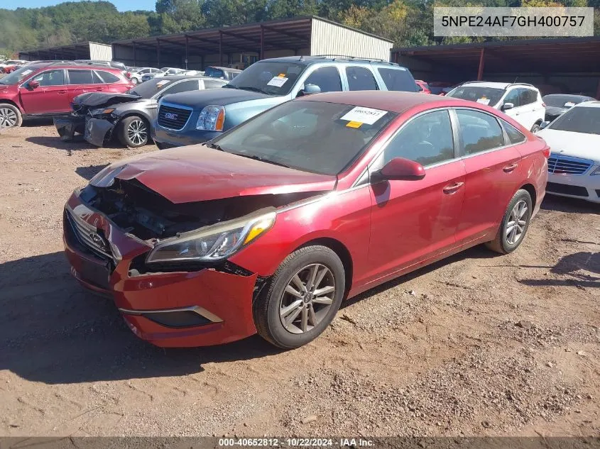 2016 Hyundai Sonata VIN: 5NPE24AF7GH400757 Lot: 40652812