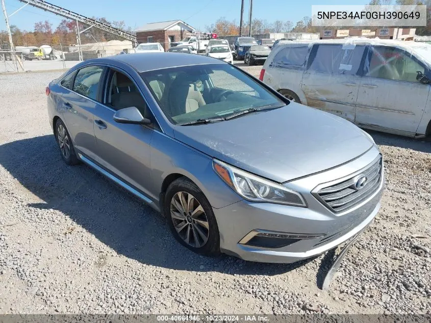 2016 Hyundai Sonata Sport VIN: 5NPE34AF0GH390649 Lot: 40664946