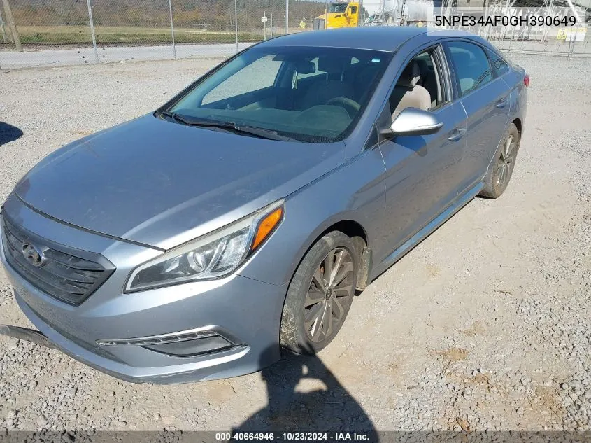 2016 Hyundai Sonata Sport VIN: 5NPE34AF0GH390649 Lot: 40664946