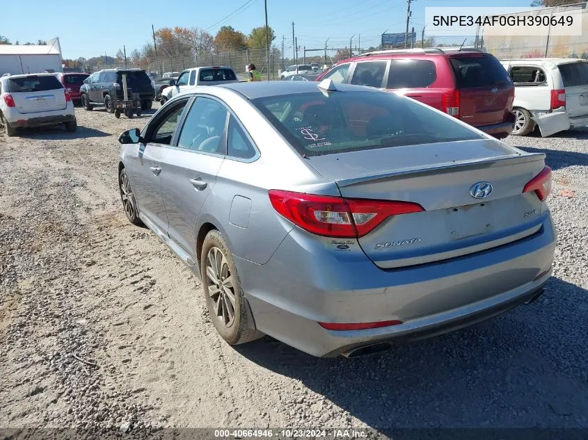 2016 Hyundai Sonata Sport VIN: 5NPE34AF0GH390649 Lot: 40664946