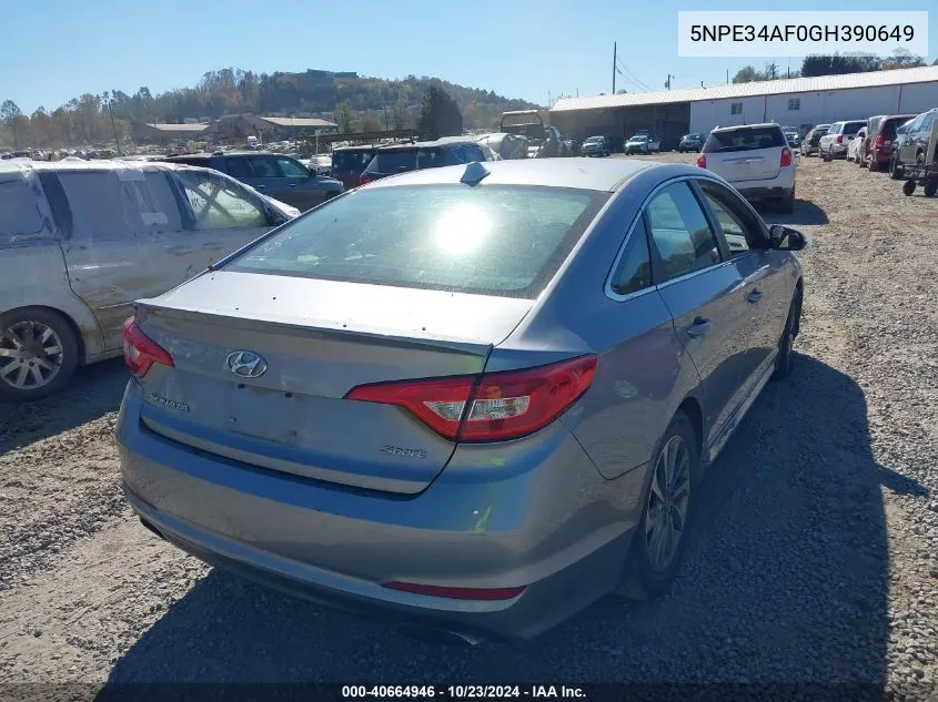 2016 Hyundai Sonata Sport VIN: 5NPE34AF0GH390649 Lot: 40664946