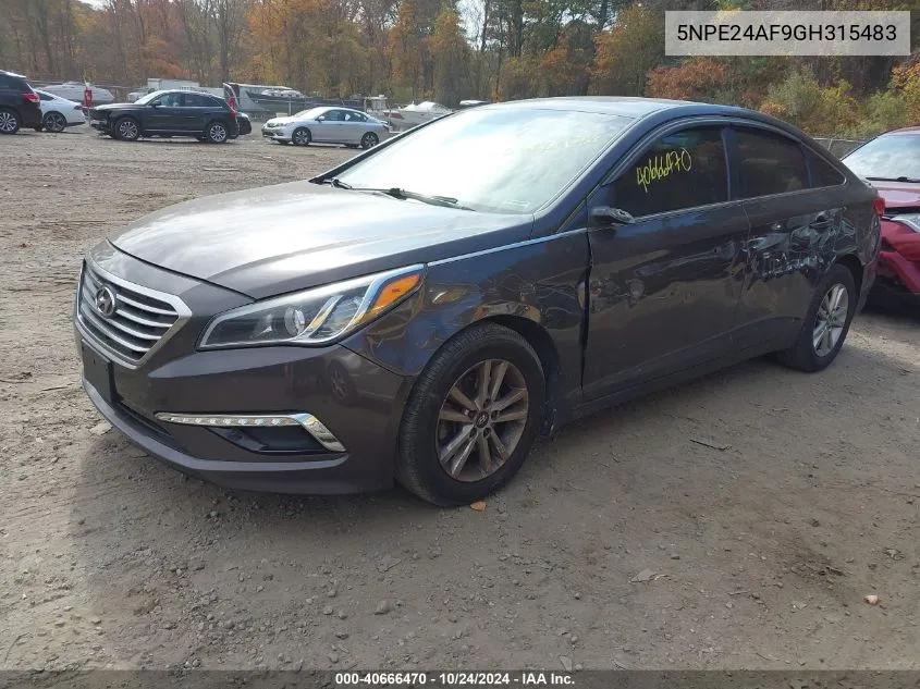 2016 Hyundai Sonata Se VIN: 5NPE24AF9GH315483 Lot: 40666470