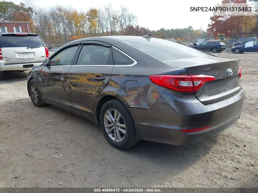 2016 Hyundai Sonata Se VIN: 5NPE24AF9GH315483 Lot: 40666470