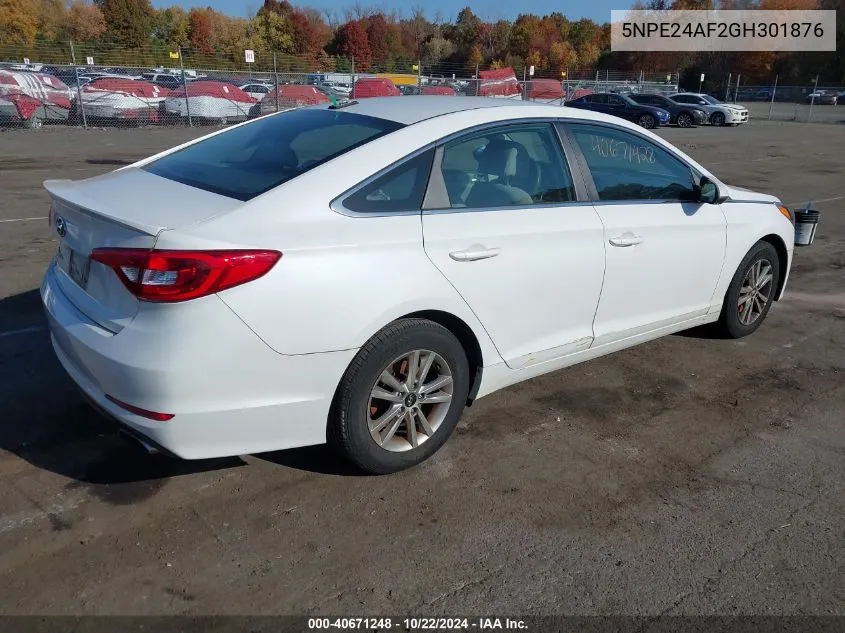 2016 Hyundai Sonata Se VIN: 5NPE24AF2GH301876 Lot: 40671248